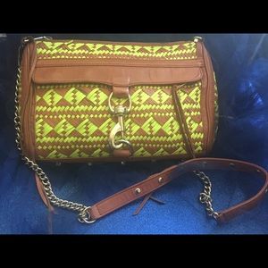 REBECCA MINKOFF MAC AZTECK CAMEL TAN LIME GREEN CROSSBODY Bag GORG UNIQUE